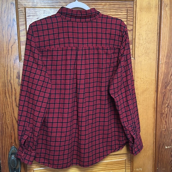 Time and Tru Red & Black flannel button down embroidery on collar & chest XL - Picture 4 of 6